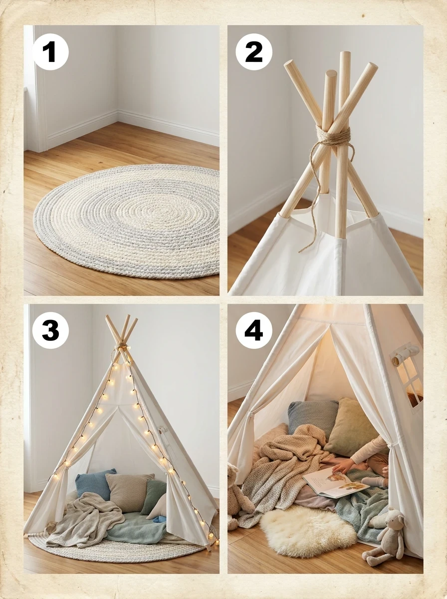 Installe un tipi ou une cabane en bois clair