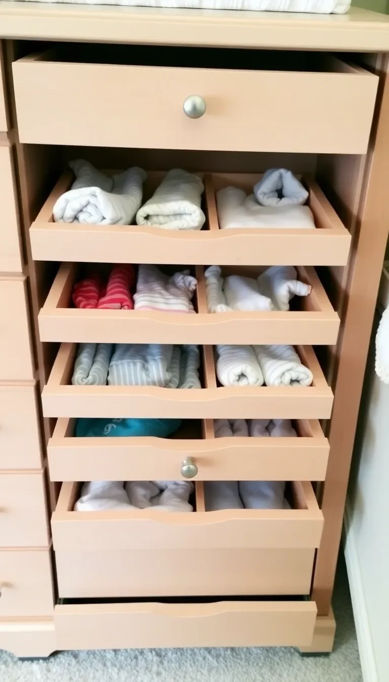La commode organisée du bas vers le haut selon l'âge