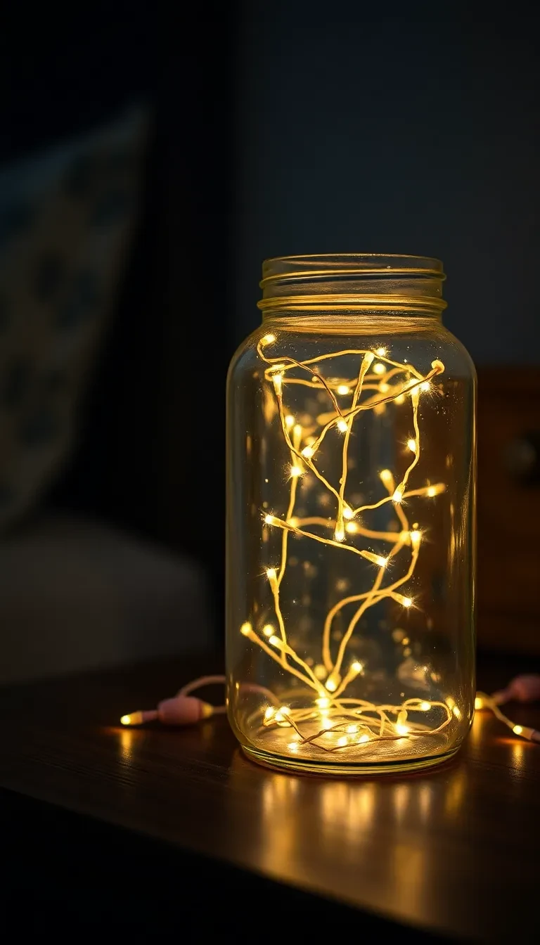 La guirlande lumineuse dans un bocal en verre