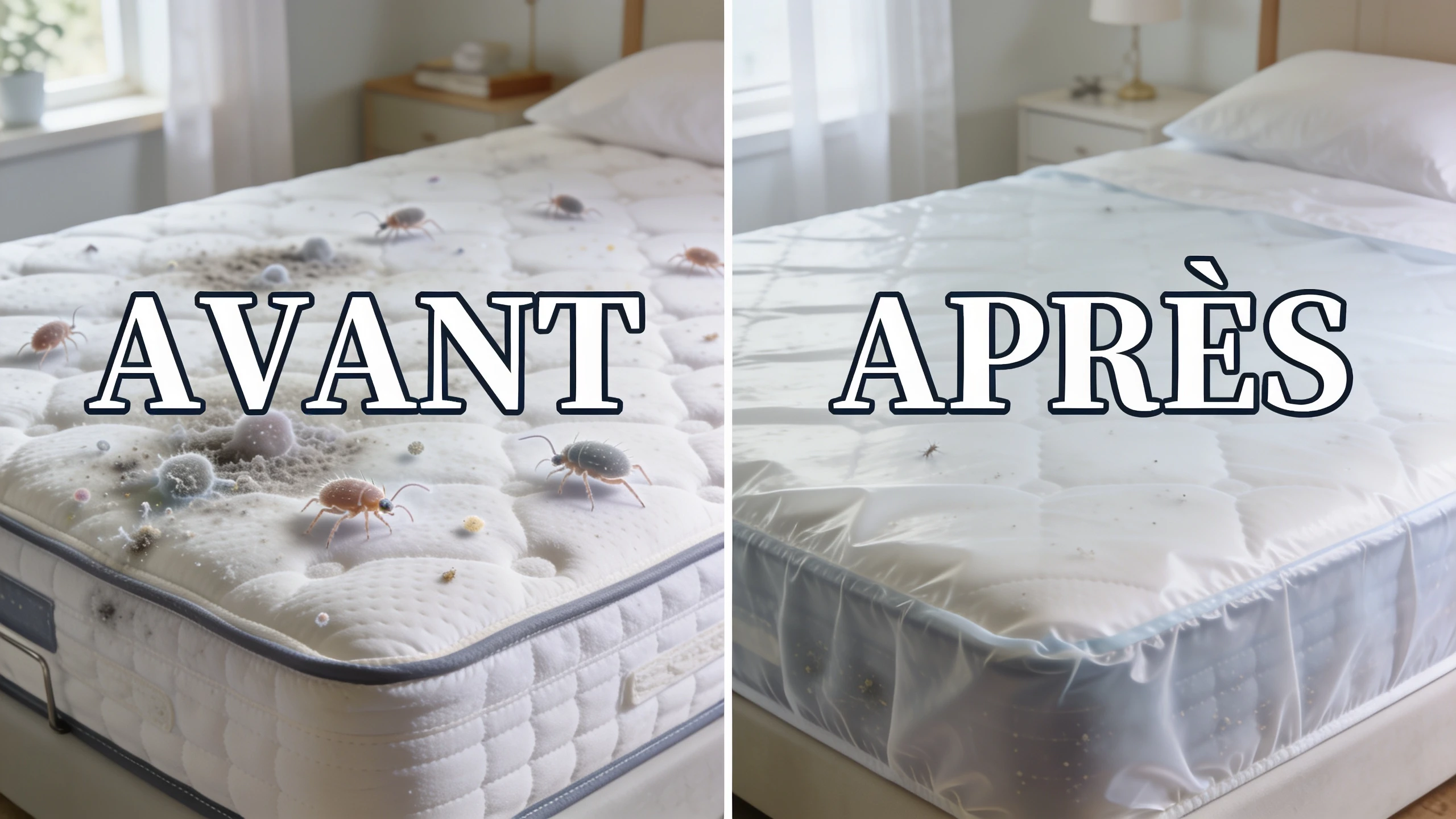 La housse anti-acariens sur le matelas