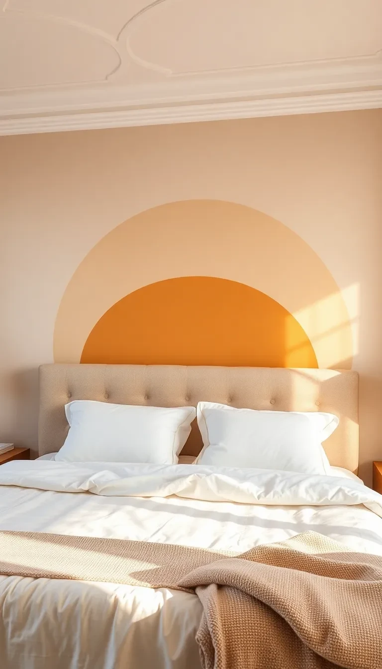 La tête de lit peinte directement sur le mur