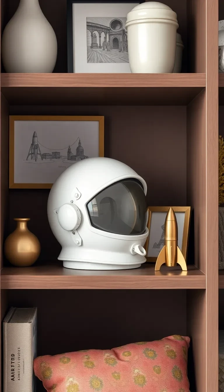 Le coin astronaute avec casque et accessoires déco
