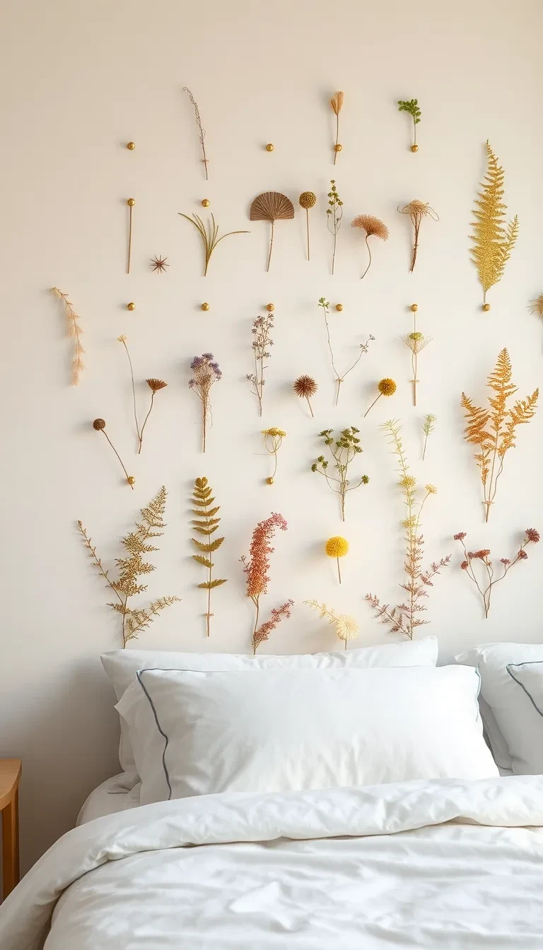 Le mur de plantes séchées épinglées
