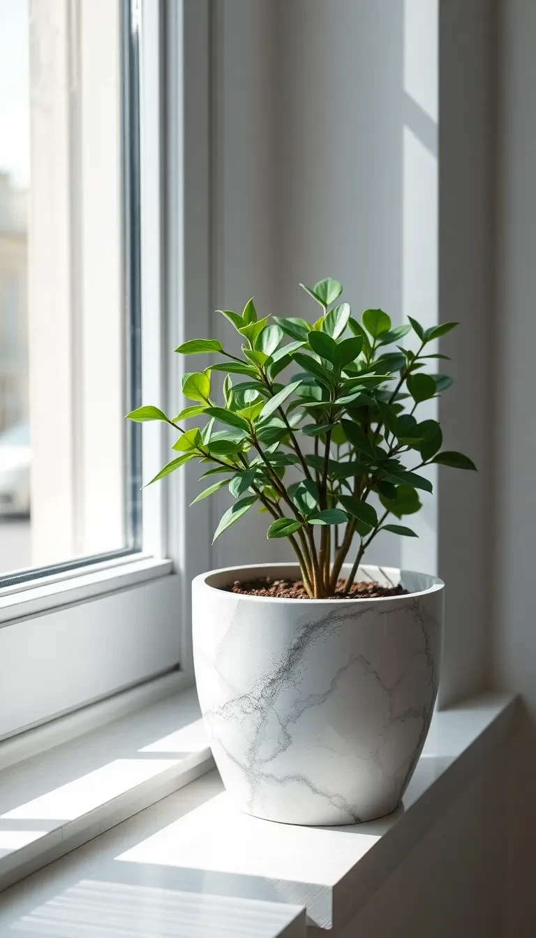 Le pot en argile peint façon marbre