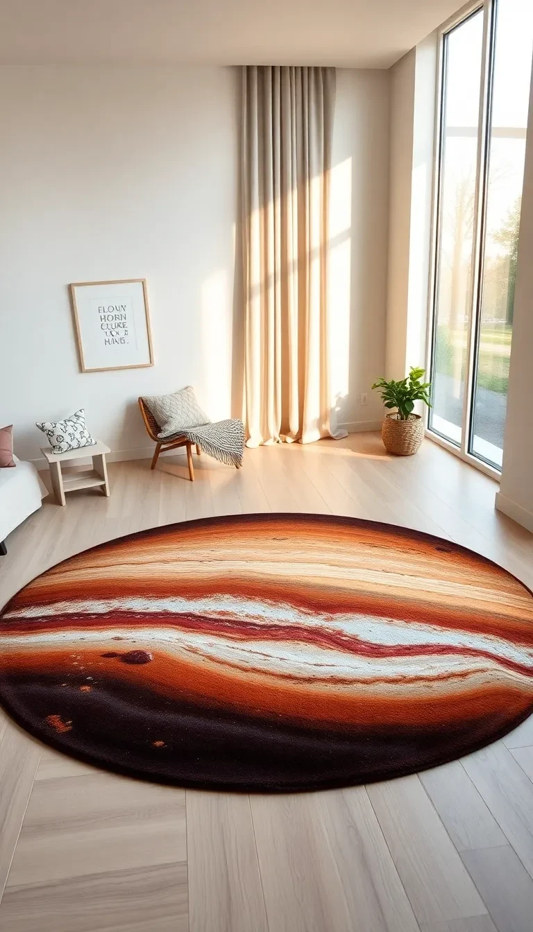Le tapis rond façon planète au sol