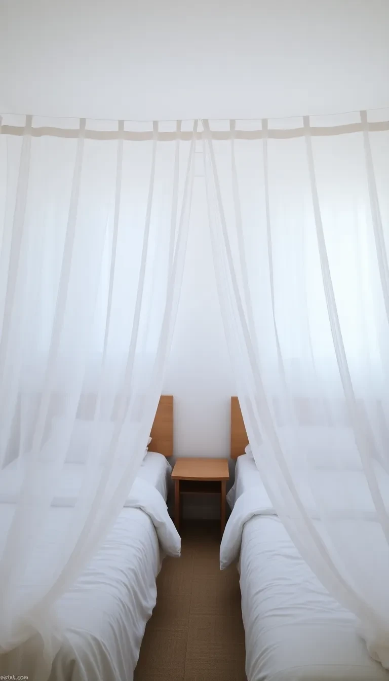 Prévois des rideaux ou un voile de séparation pour l'intimité