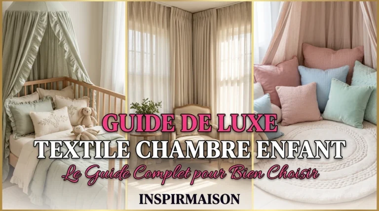 Chambre enfant luxueuse avec textiles doux, lit baldaquin, coussins pastel et rideaux élégants.