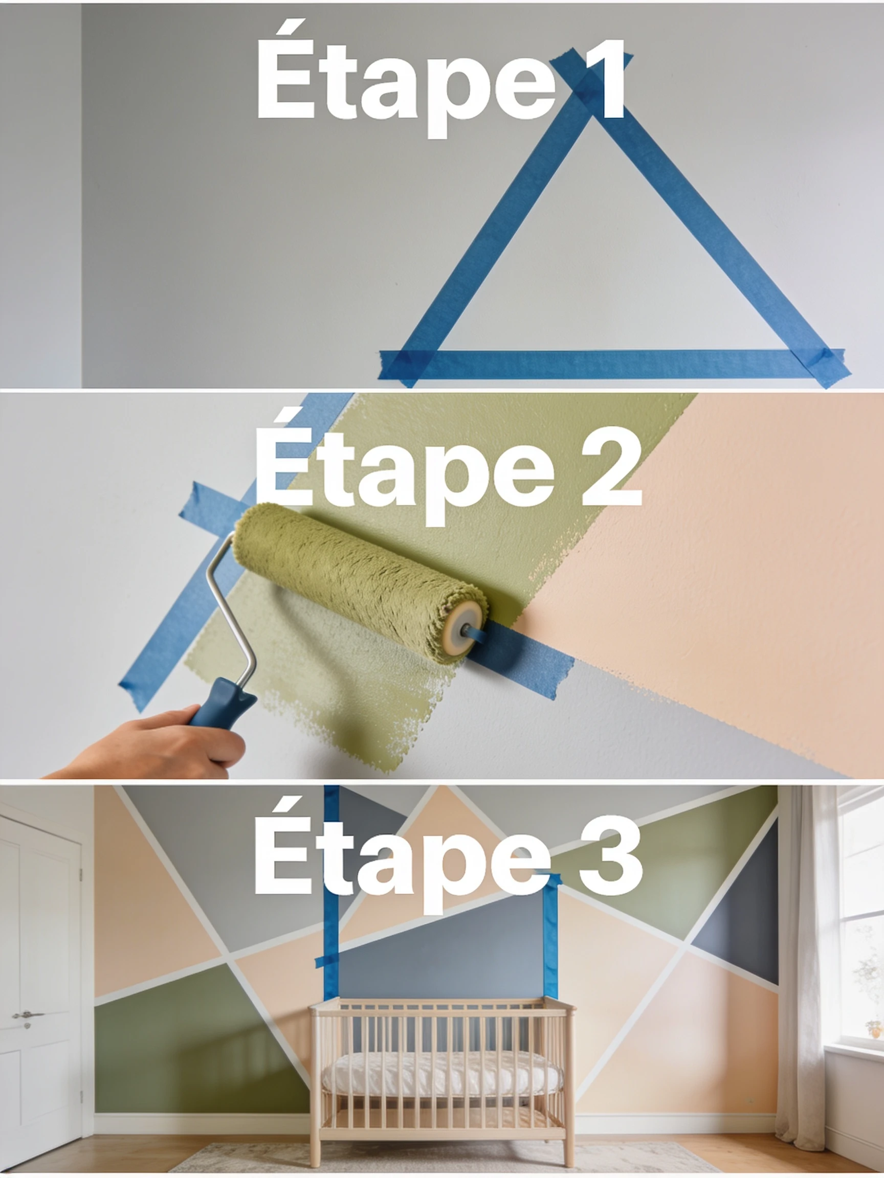 Un mur d'accent en formes géométriques peintes à la main