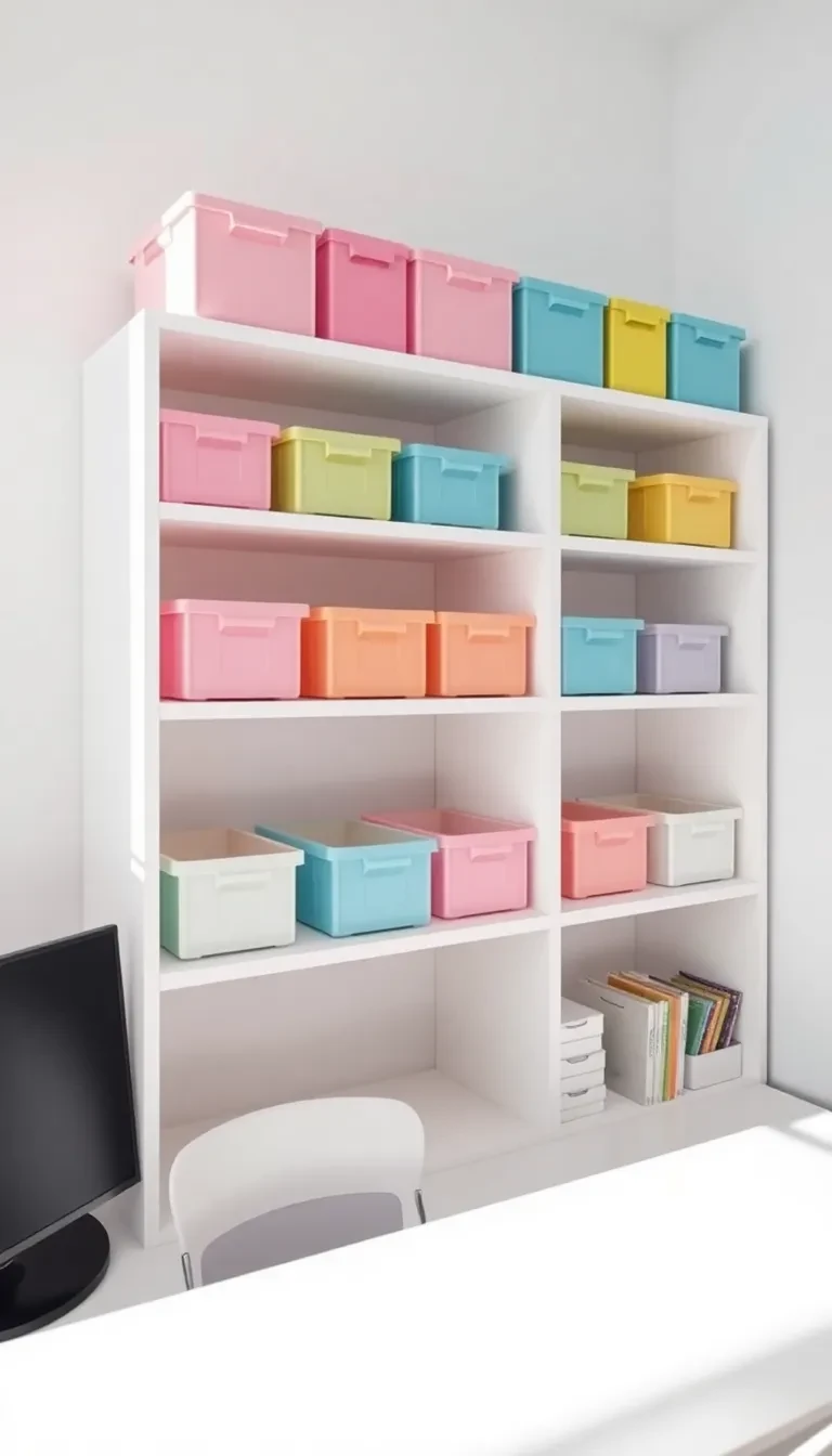 Utilise des boîtes de rangement colorées et étiquetées