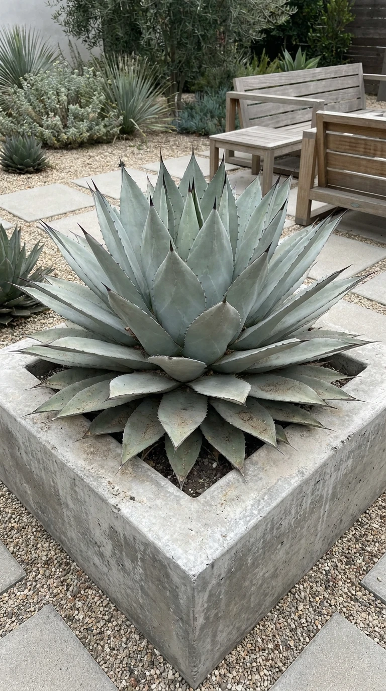 Agave Parryi en Bac Carré Bas Béton