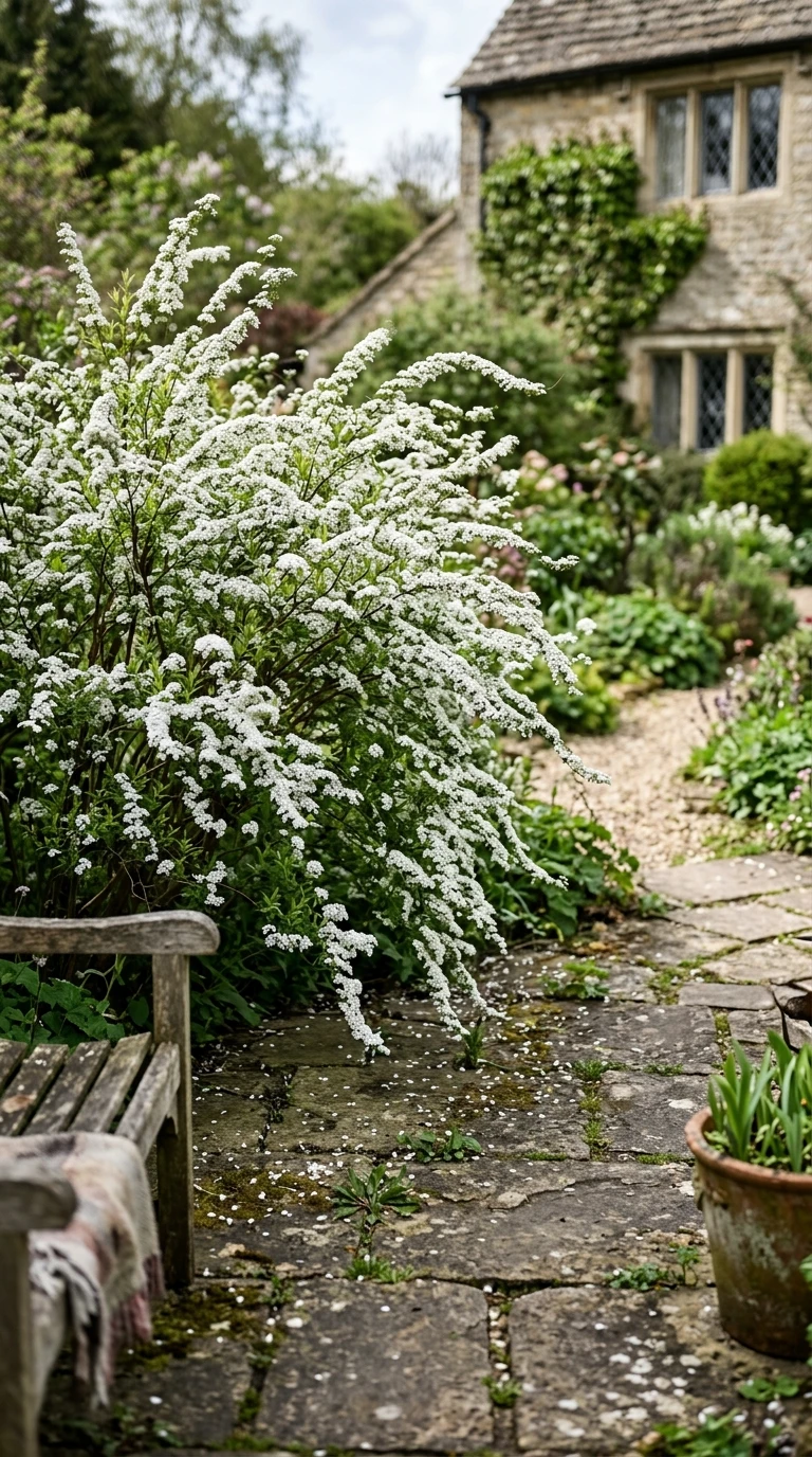Arbuste Spirée Thunbergii Floraison Blanche