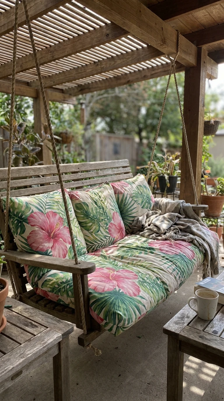 Balancelle Coussin Imprimé Grand Motif Floral
