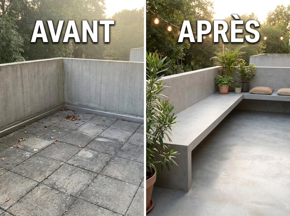 Banc Béton Coulé en Place Intégré au Sol
