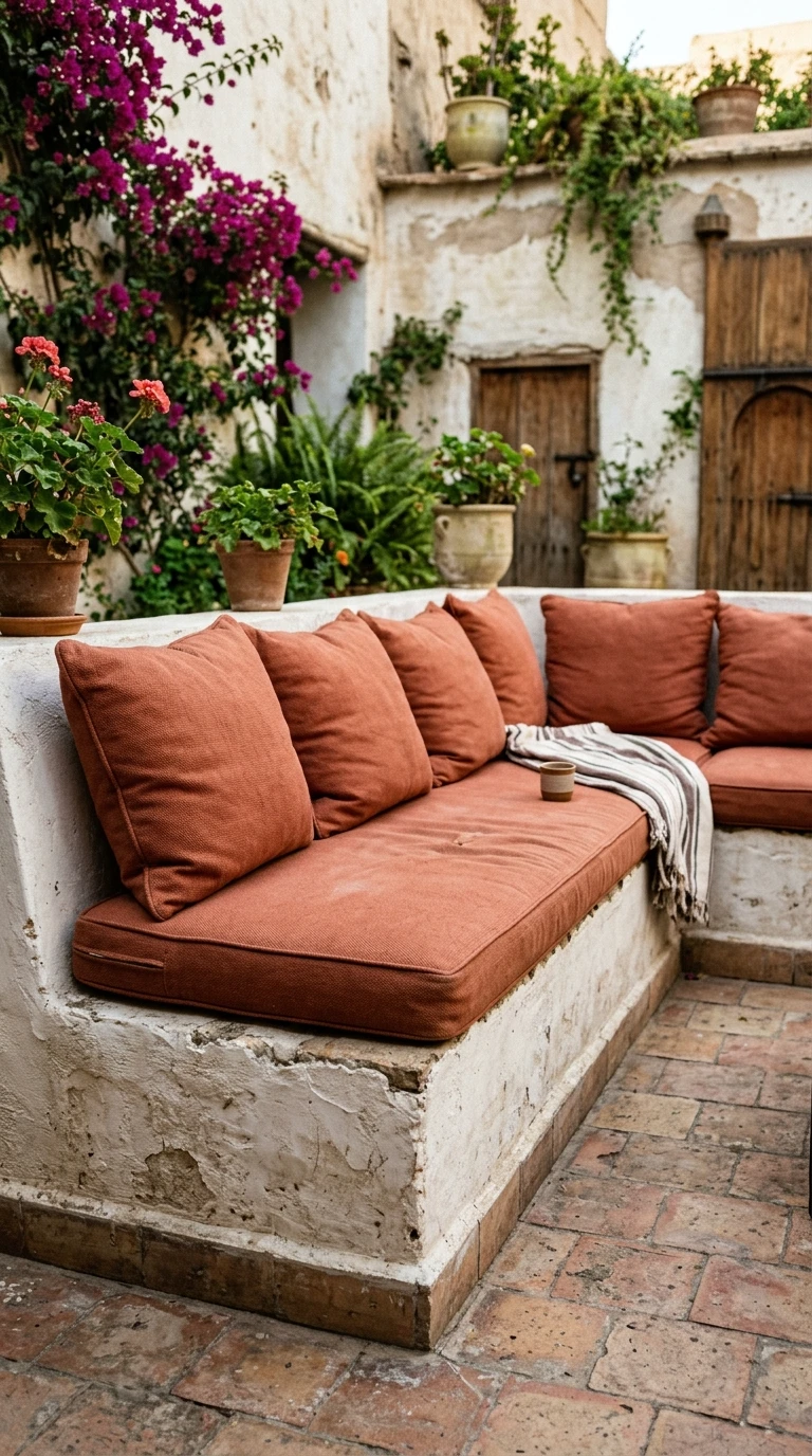 Bancs en Maçonnerie avec Coussins