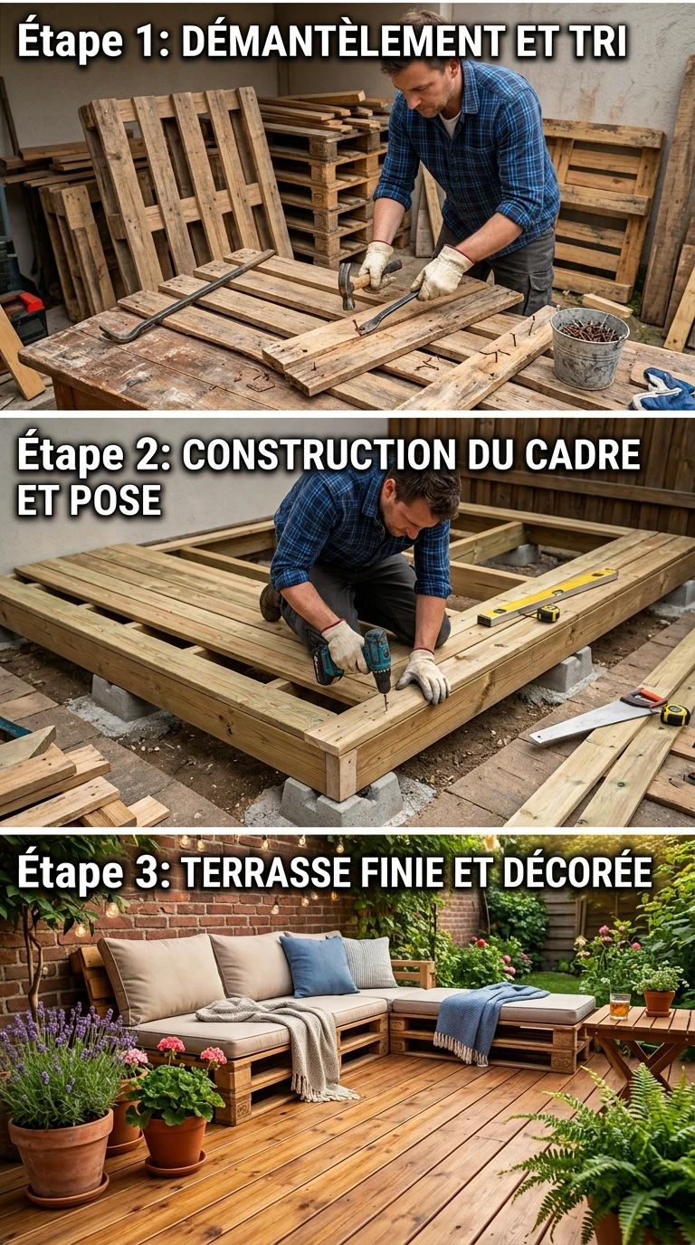 Bois de Palette Transformé en Terrasse