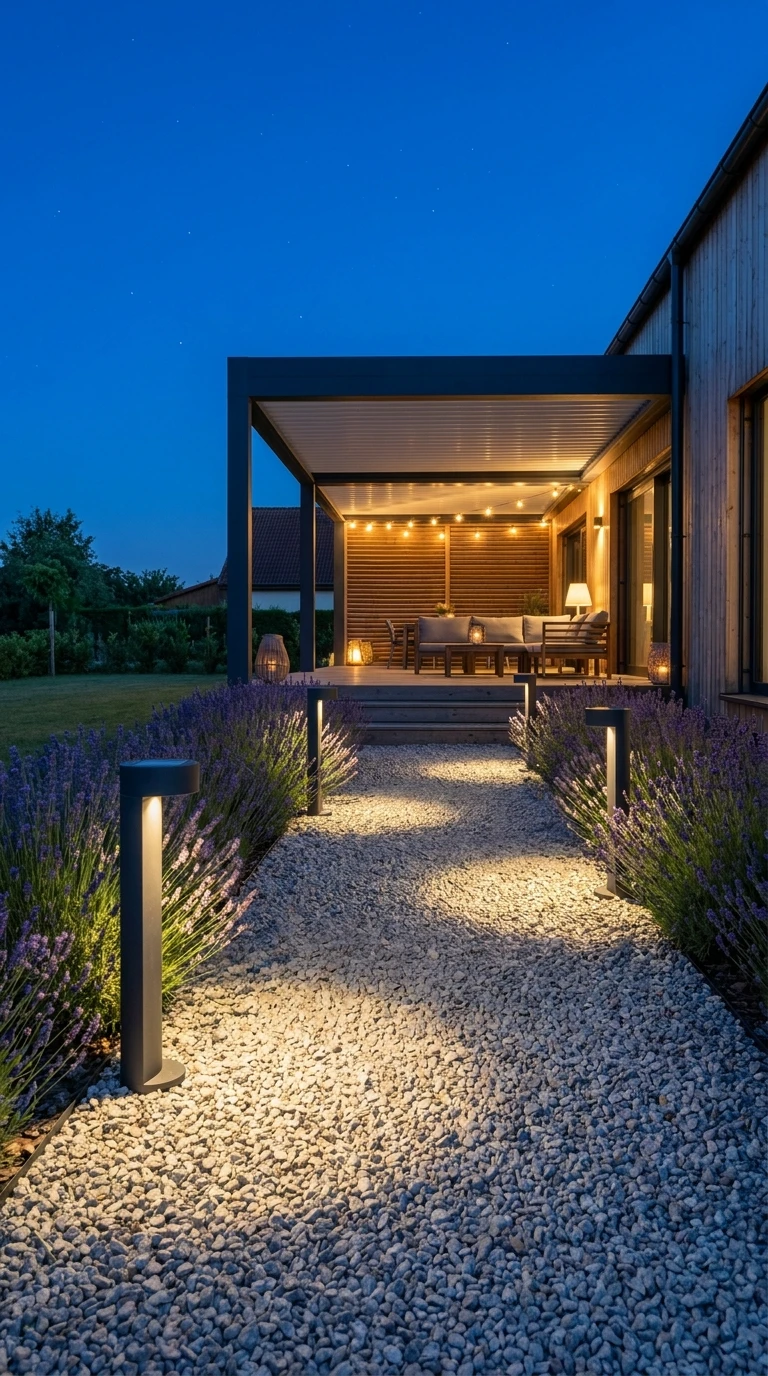 Borne Lumineuse Solaire le Long du Chemin