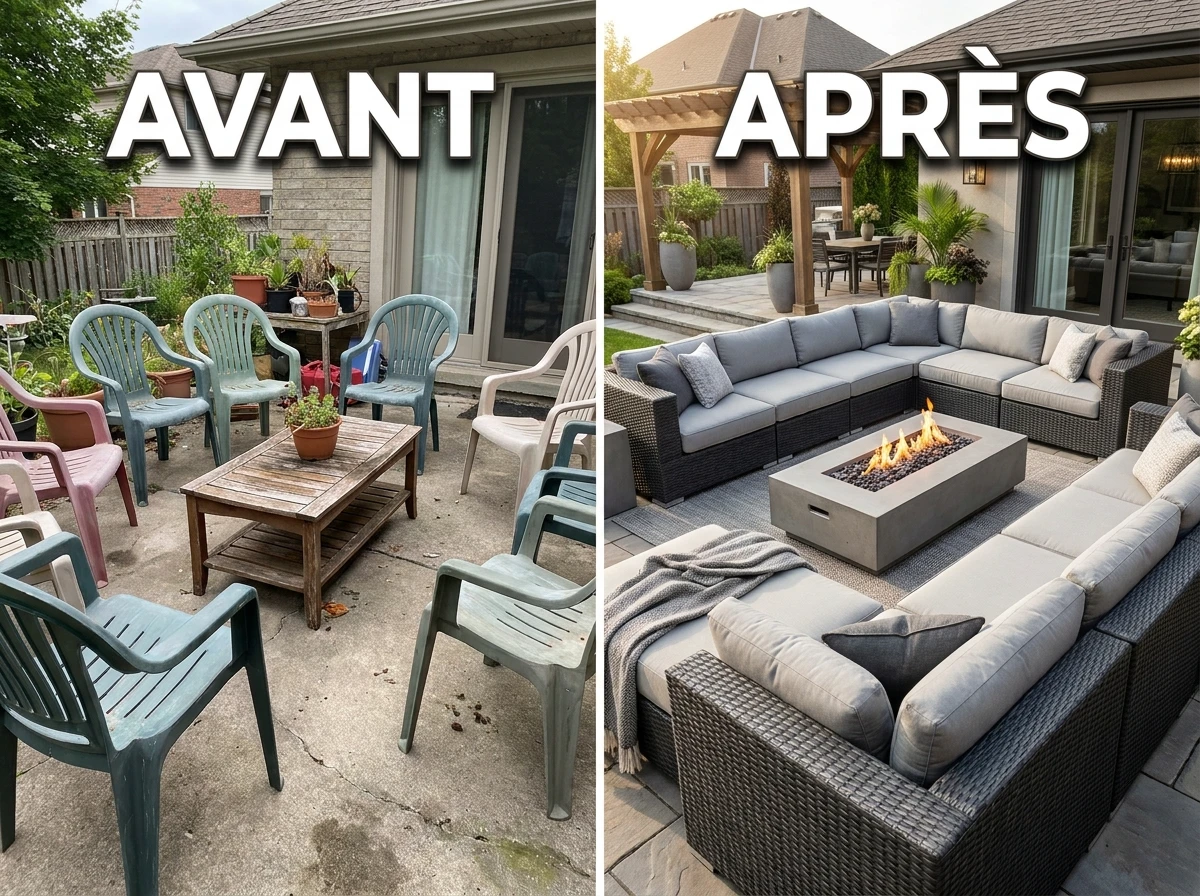 Canapé Outdoor Modulable en Résine Tressée Grise
