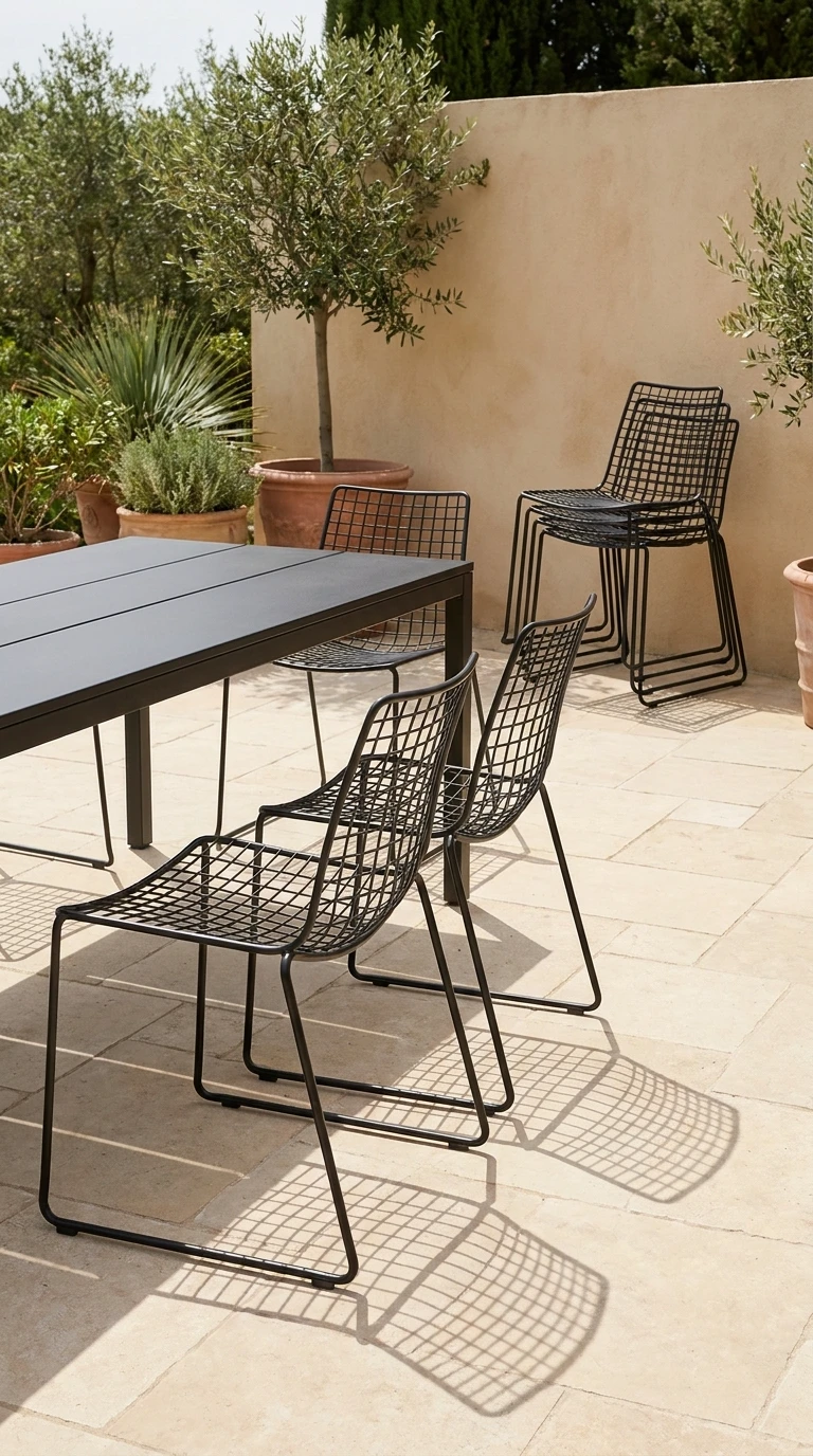 Chaise Empilable en Aluminium Filaire