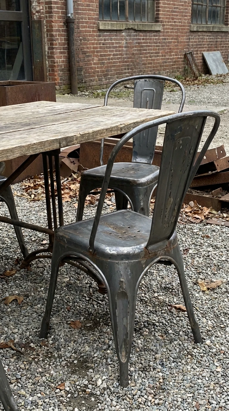 Chaises Tolix A Patinées de Récupération