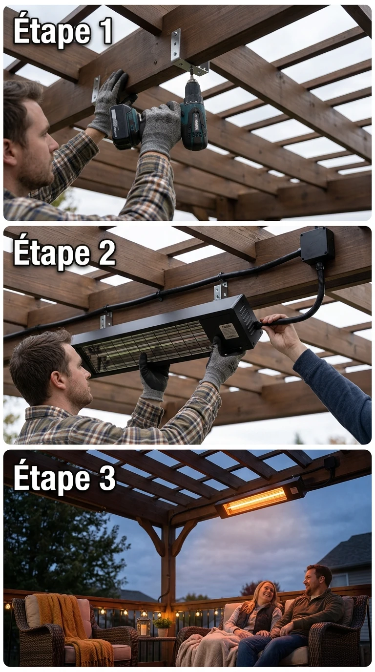 Chauffage Infrarouge 1200W sous Pergola