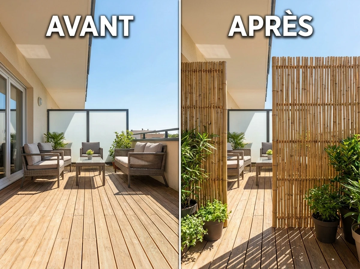 Claustra Bambou Naturel Séparation Douce