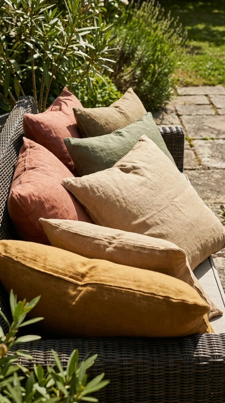 Coussins en Lin Naturel et Couleurs Terre