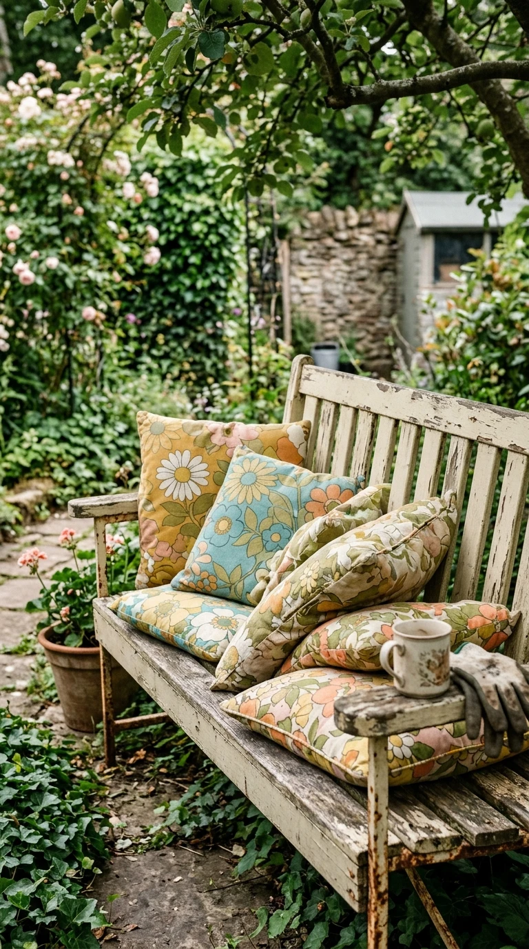 Coussins Tissu Imprimé Floral Rétro