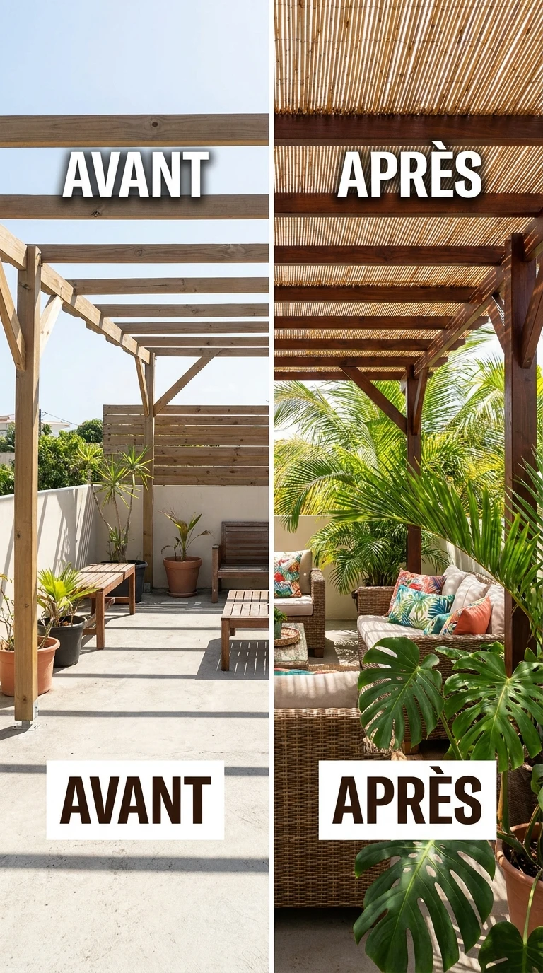 Couverture en Bambou Tressé avec Cadre Bois