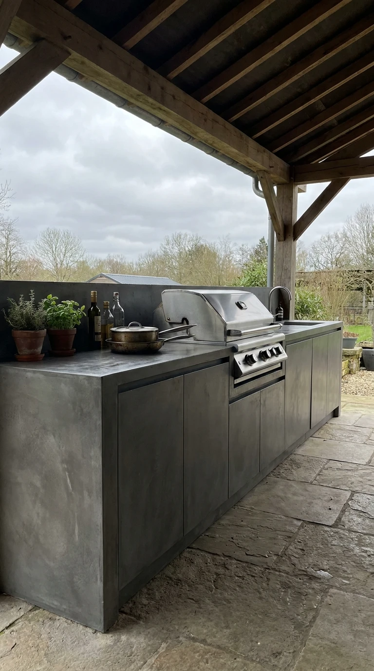 Cuisine Outdoor Bloc Béton Ciré Anthracite