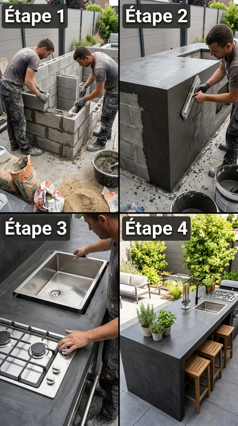 Cuisine Outdoor Bloc en Béton Ciré