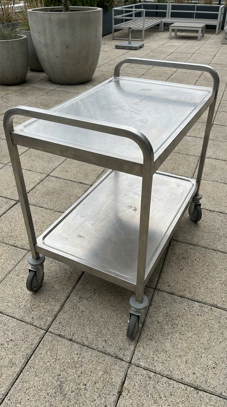 Desserte Acier Inox Brossé sur Roulettes