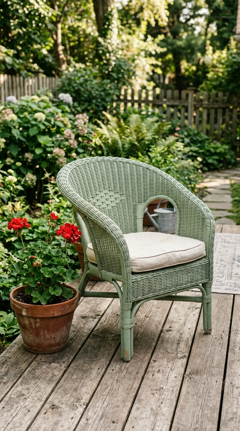 Fauteuil Rotin Années 70 Récupéré et Repeint
