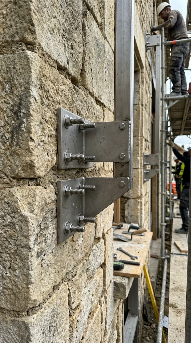 Fixation sur Mur en Pierre de Taille