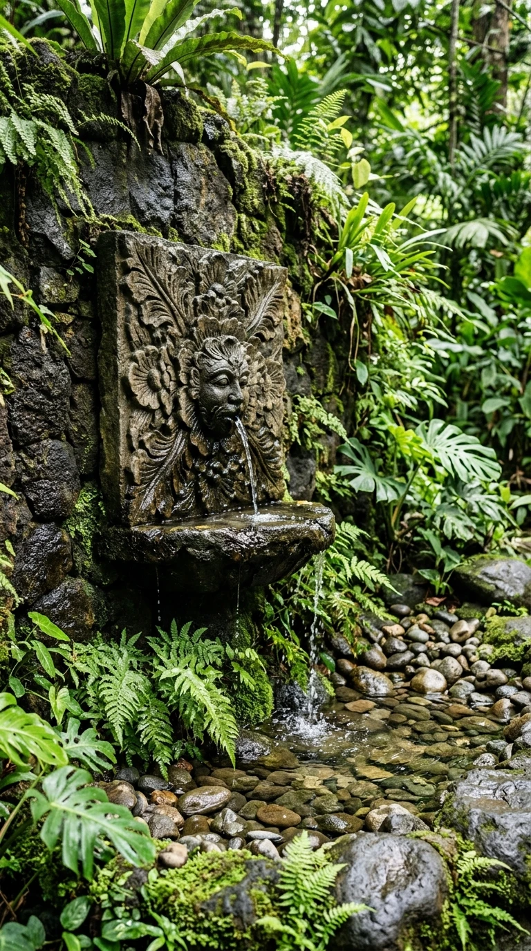Fontaine Murale en Pierre Sculptée