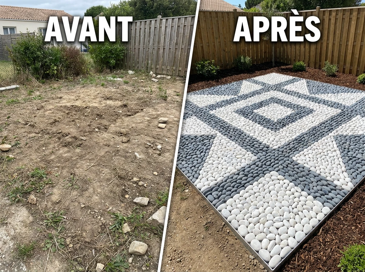 Galets Blancs et Gris en Composition Bitonale