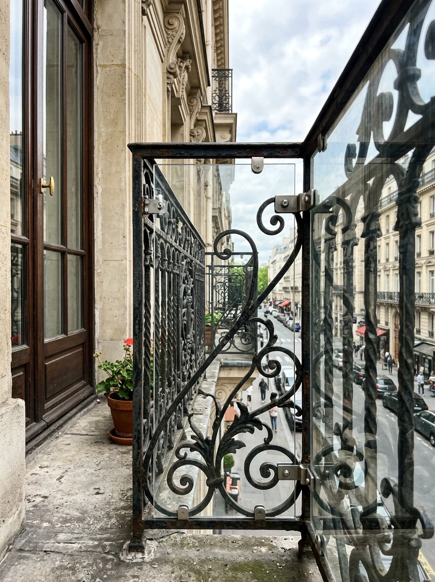 Garde-Corps Mixte Verre et Fer Forgé