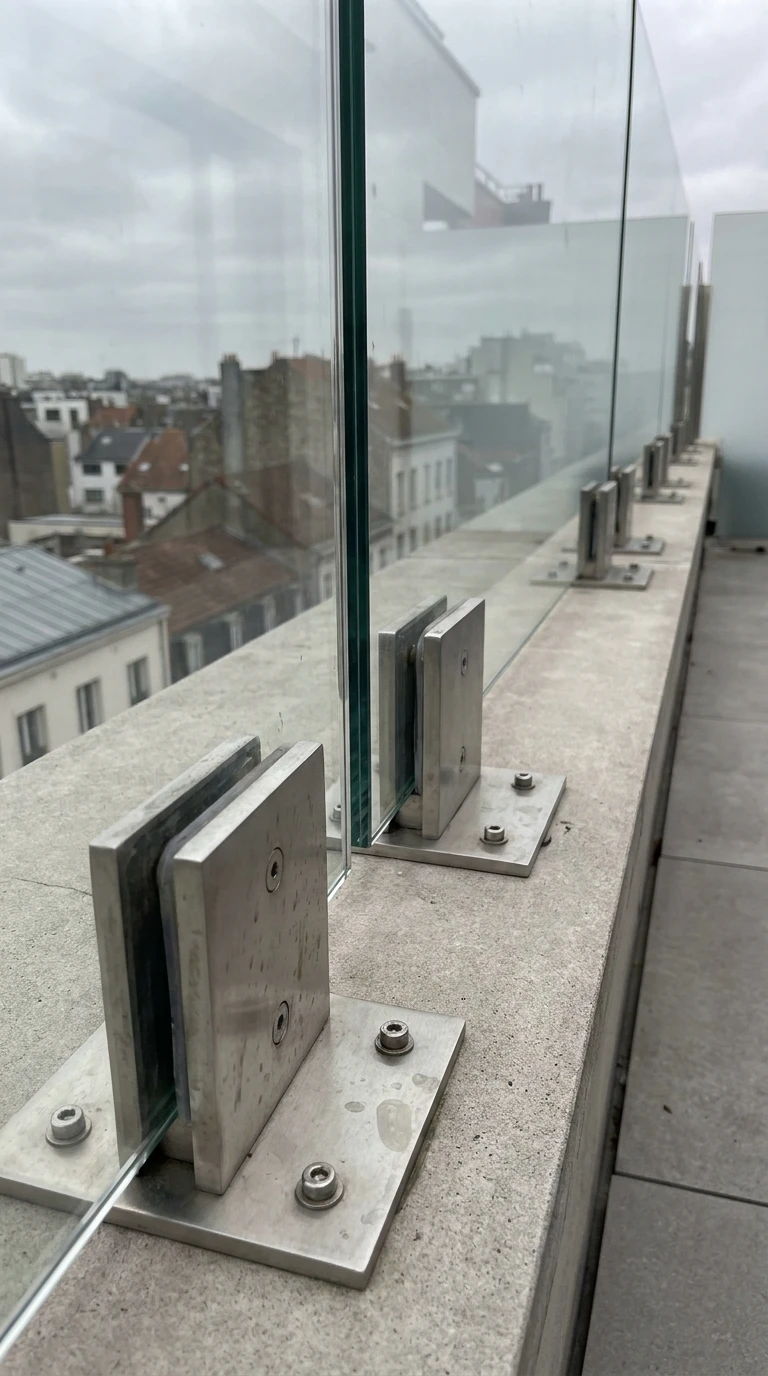 Garde-Corps Verre Feuilleté Platines Inox