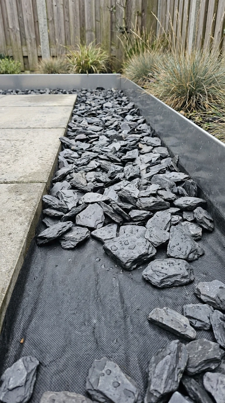Gravier Ardoisé Noir sur Géotextile