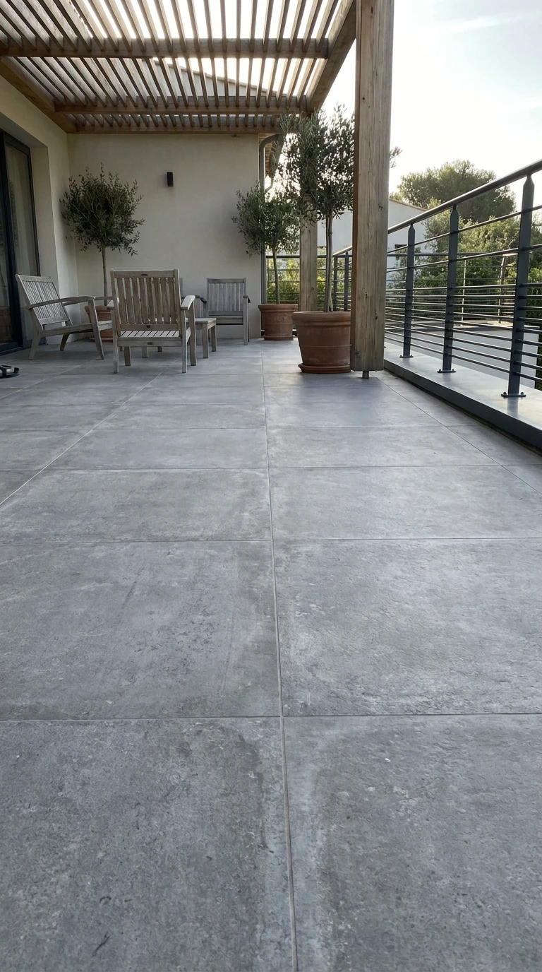 Grès Cérame 90x90 Ton Béton Sans Joints