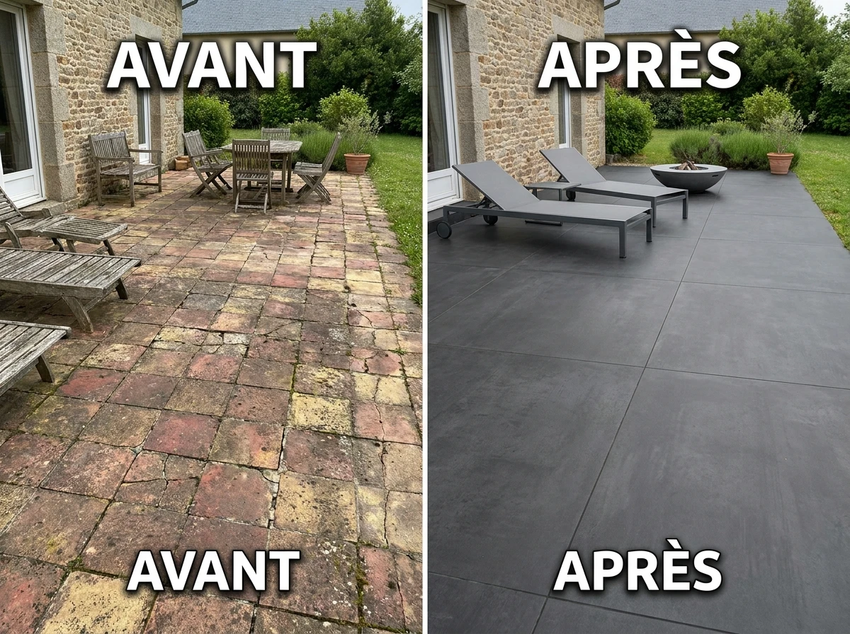 Grès Cérame Anthracite Imitation Béton