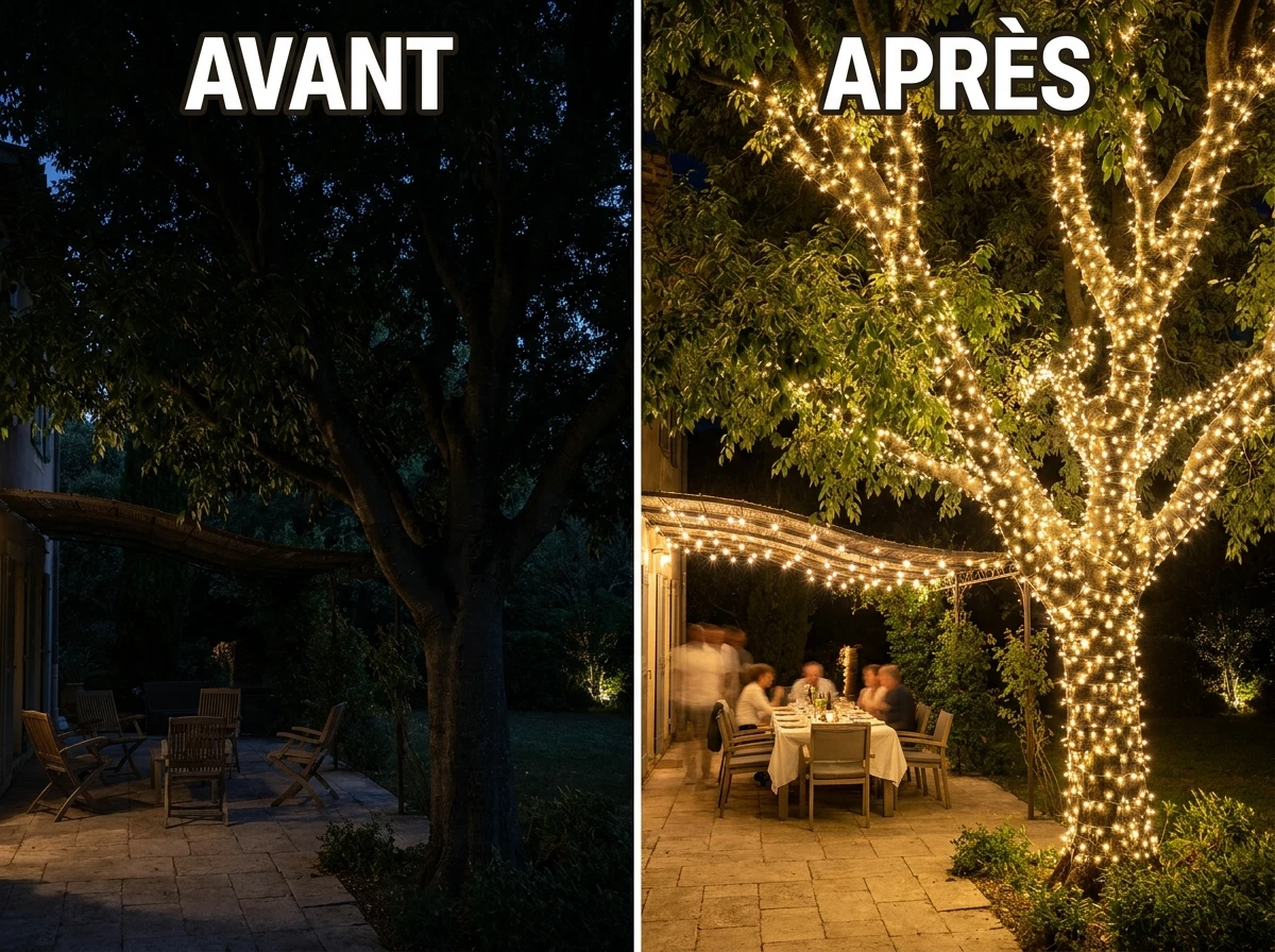 Guirlandes dans les Branches des Arbres