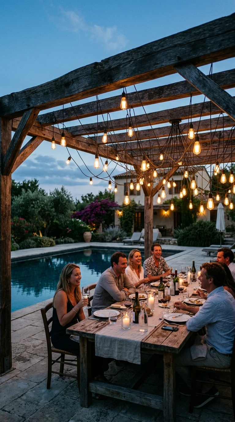 Guirlandes Edison sur Pergola au-Dessus de la Terrasse