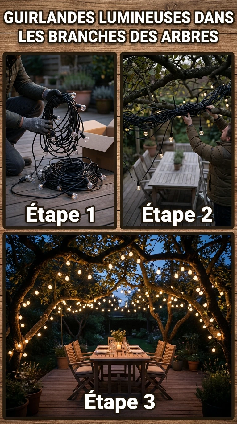 Guirlandes Lumineuses dans les Branches des Arbres