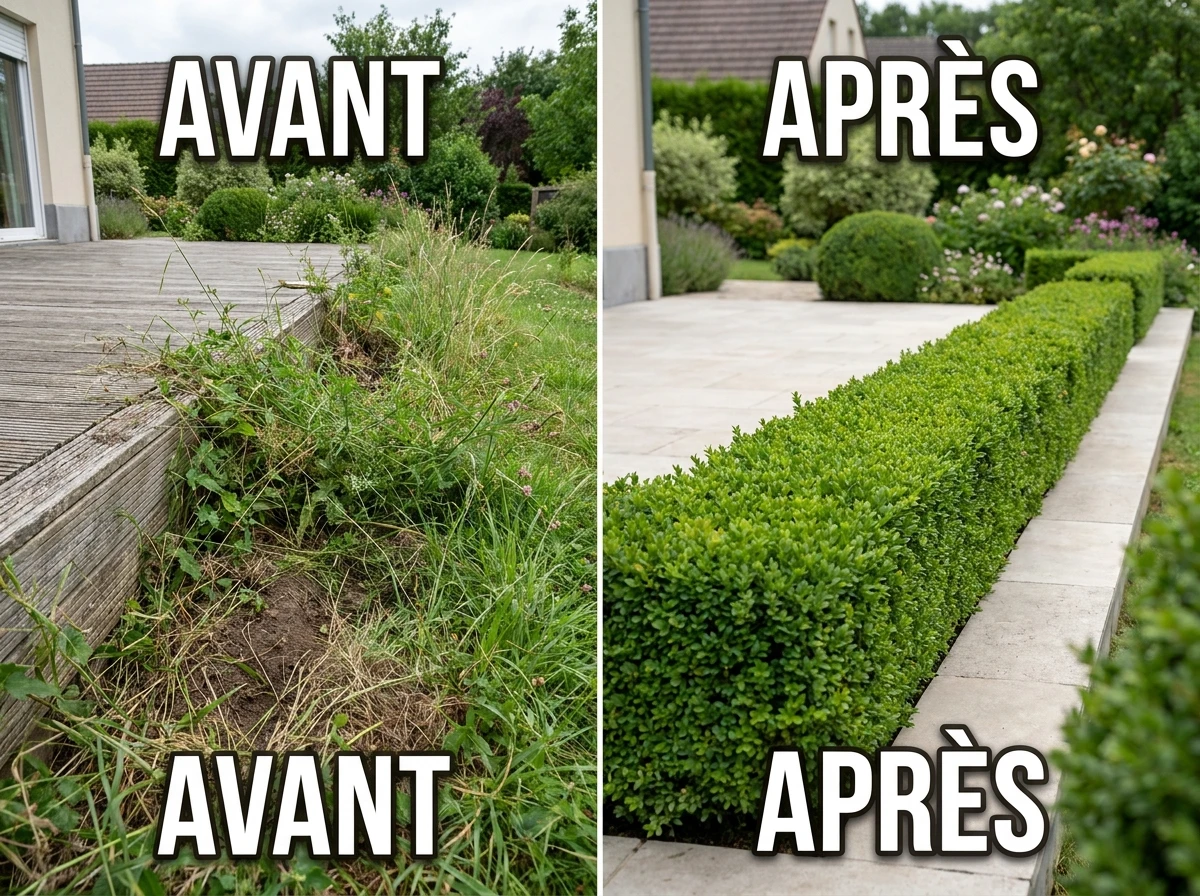 Haie Basse Taillée en Bordure de Terrasse