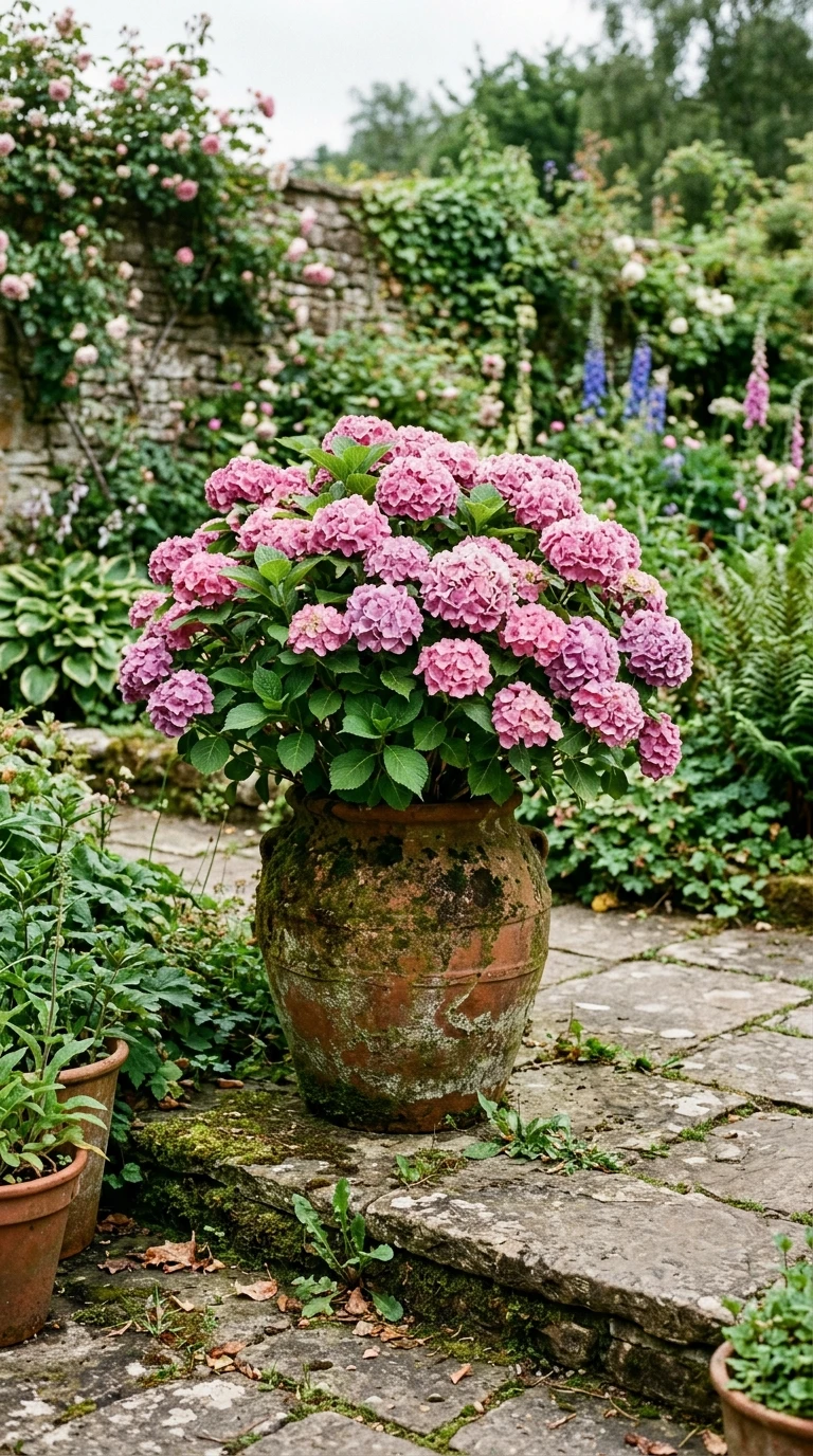 Hortensia Hydrangea en Pot Ancien