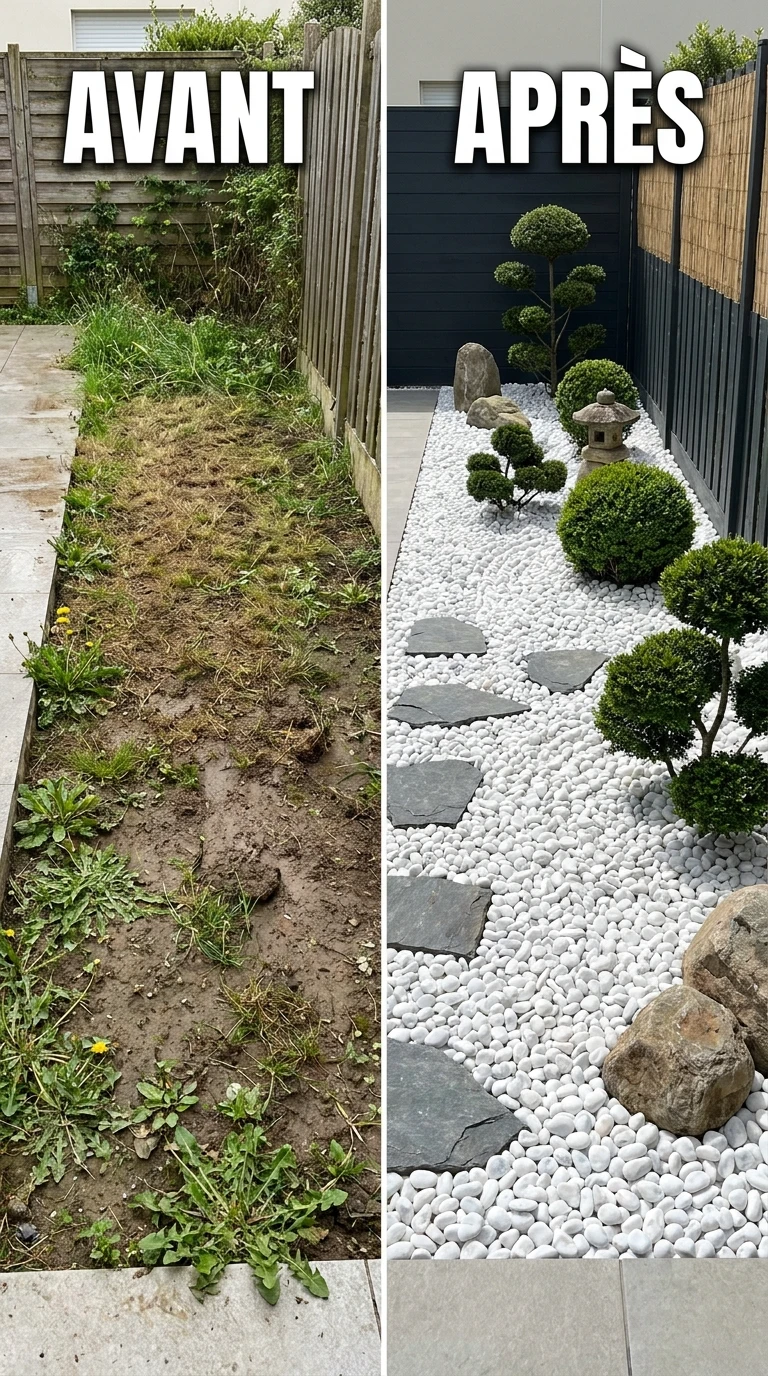 Jardin Sec en Galets et Cailloux Blancs