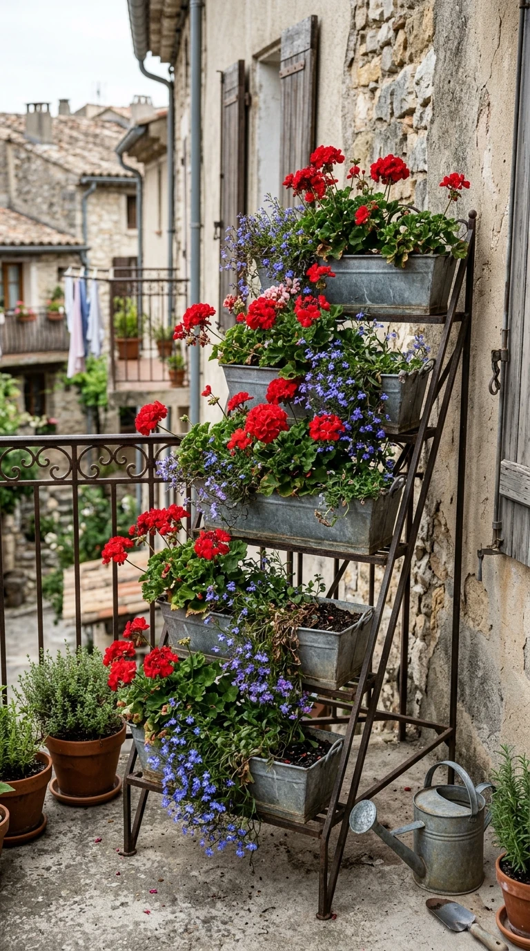 Jardinières de Balcon Superposées en Escalier