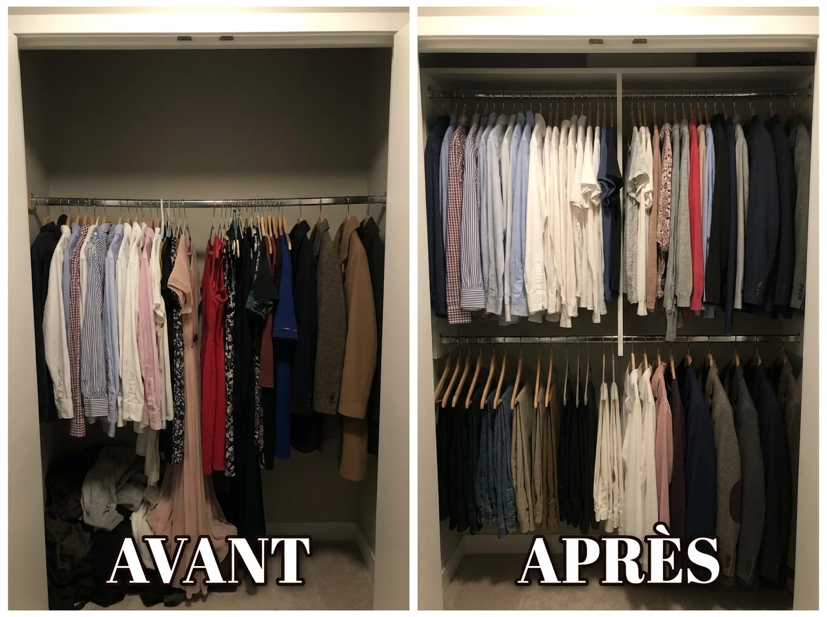 La Barre Double Hauteur pour Doubler la Penderie