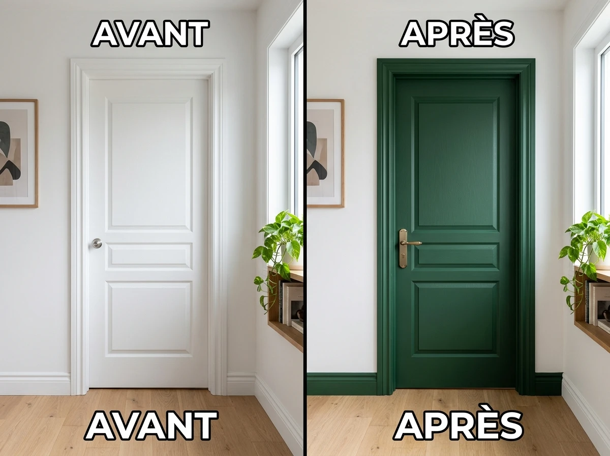 La couleur de porte différente du mur