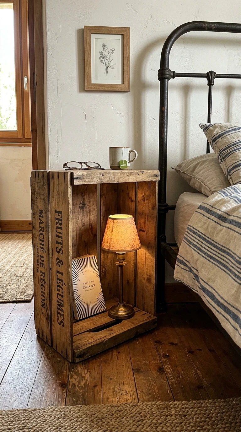 La Table de Chevet en Métal ou Caisse de Bois